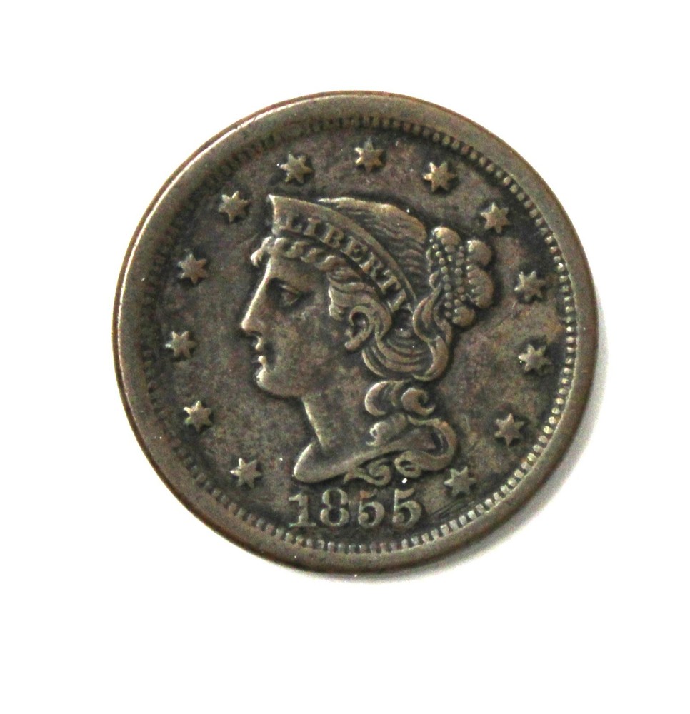 1855 Large Cent - Upright 5 - Extra Fine !!!