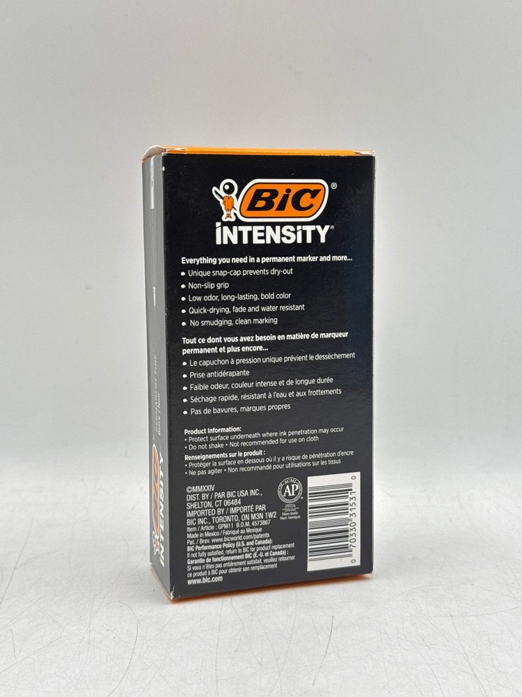 BIC Intensity Marker Fine Tip Permanent Markers, Black, 12-Count Pack