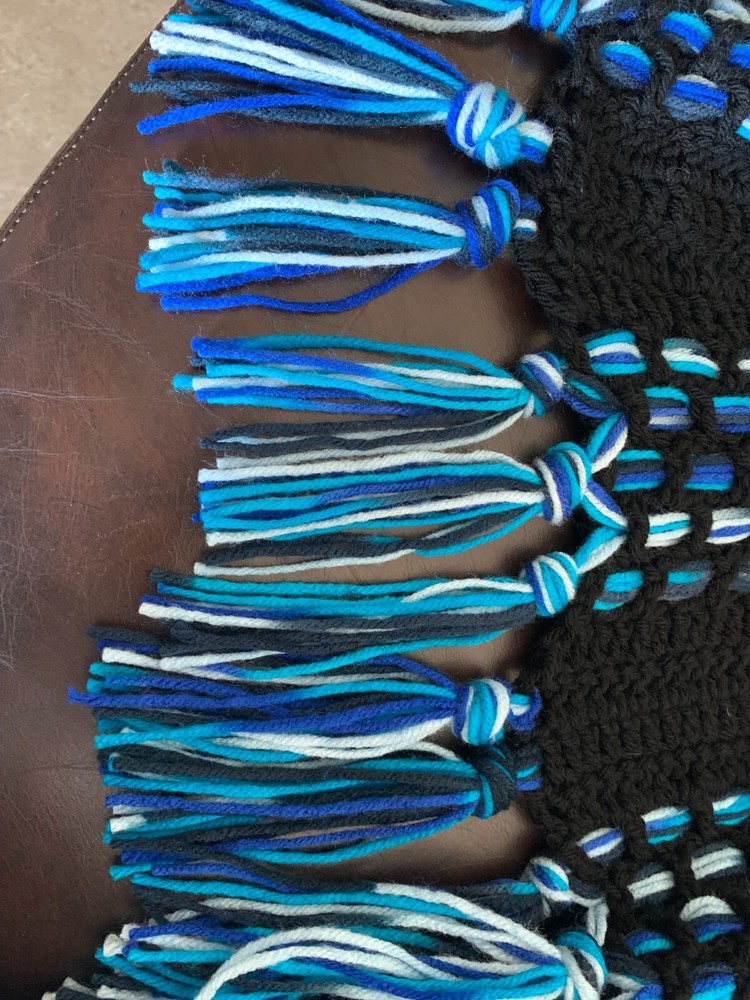 Handmade Home Crocheted Afghan - Weaved Stripes