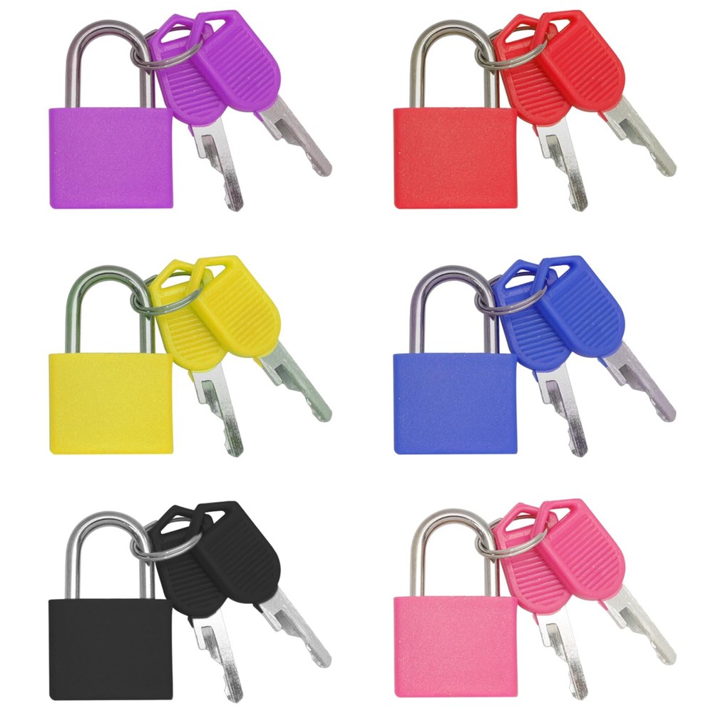 6 Pack Mini Luggage Locks with Keys Multicolor Padlocks