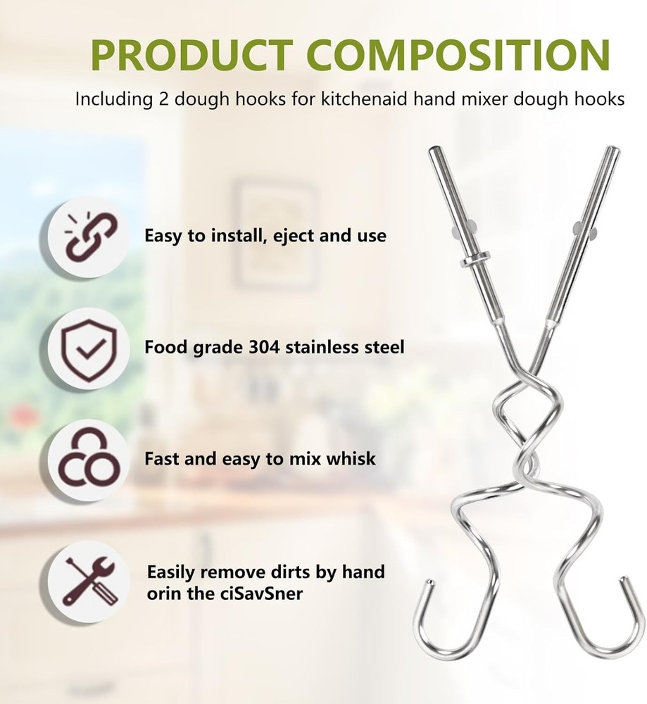 KHM512 Hand Mixer Dough Hooks Attachments Suitable for KitchenAid Hand...