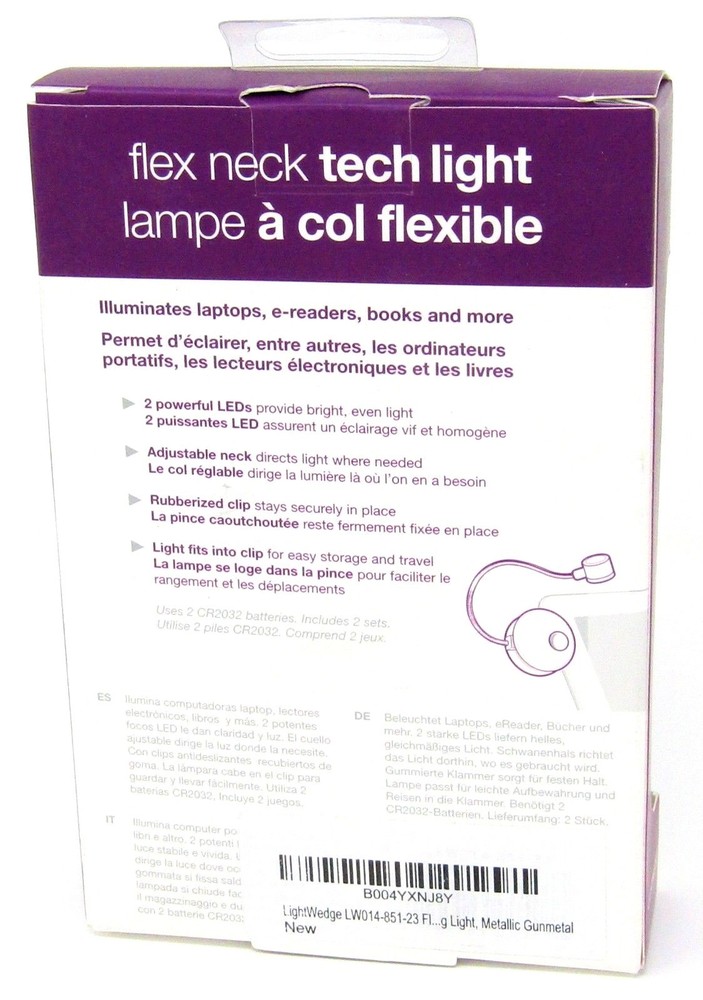 LightWedge LED Night Light Flex Neck Tech Gunmetal - NEW!