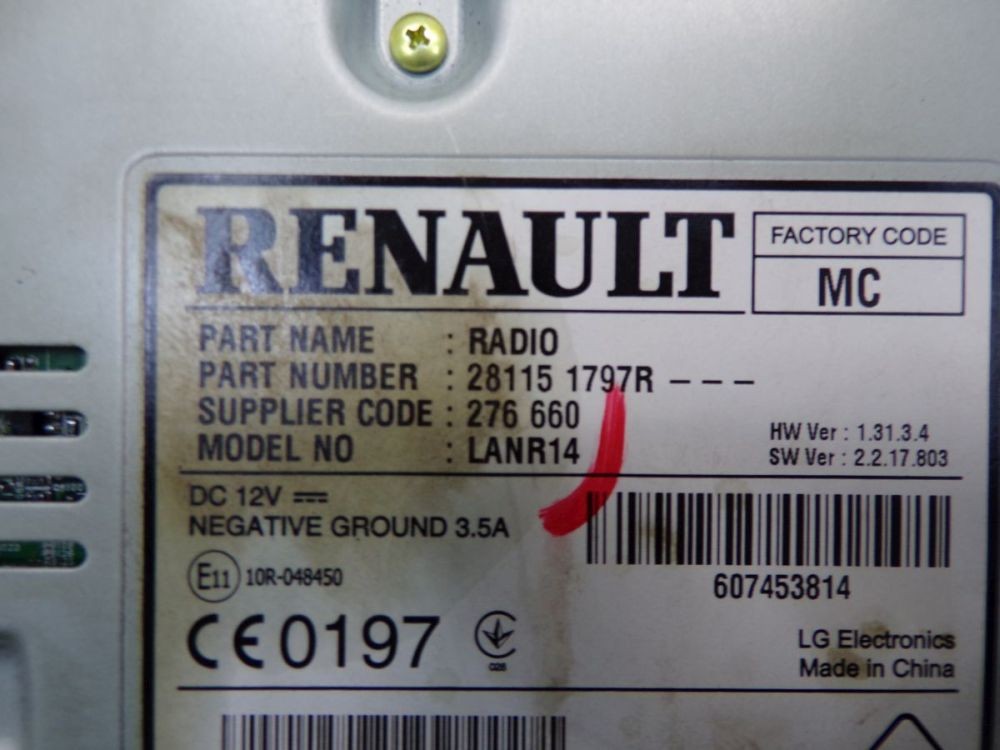 Radio/Navigation System - Combination Code Not Available! Fits for Renault