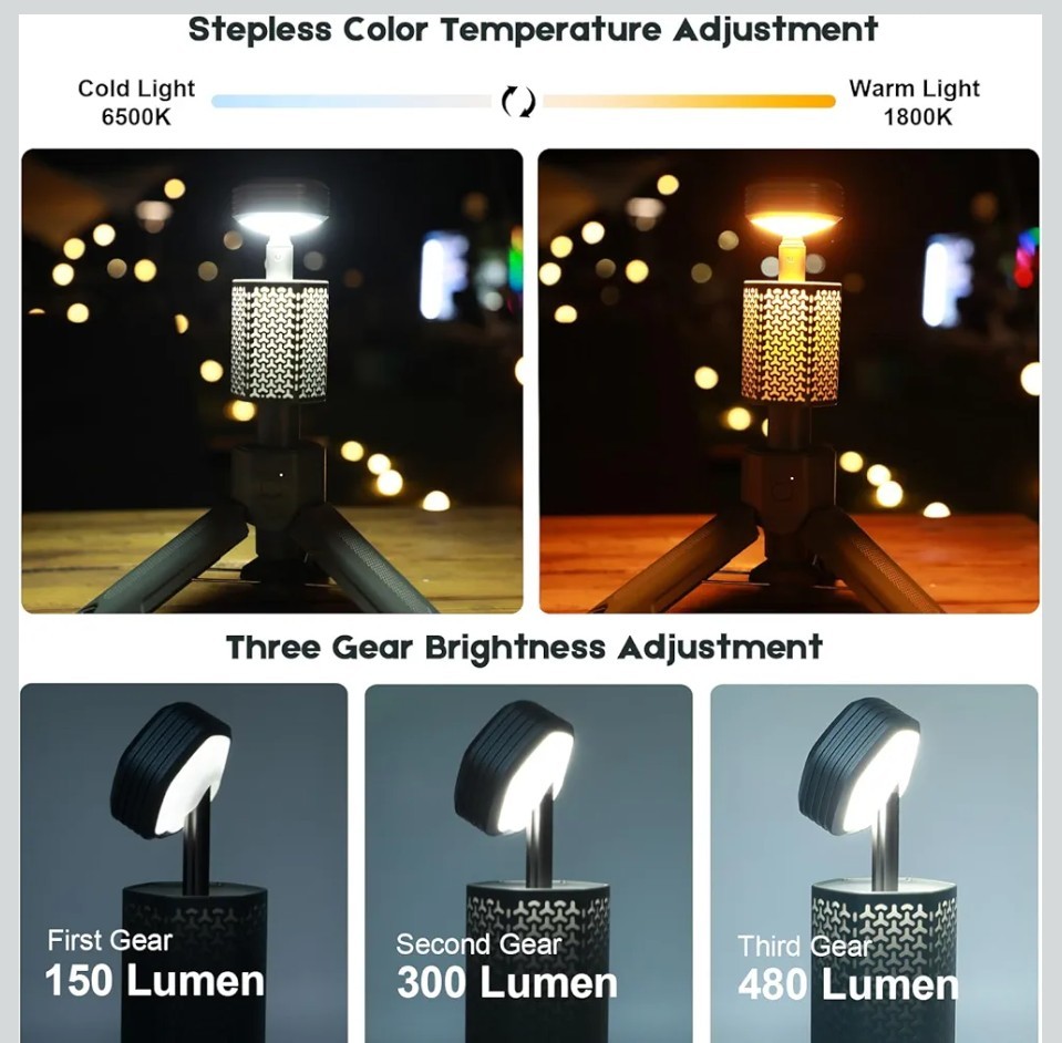 Telescopic Camping Lights, Portable Camping Lantern with Storage Bag,...