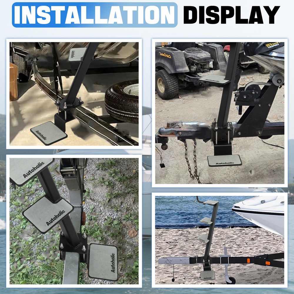 Boat Trailer Step 4 Step With Handle Non-Slip Step For Universal Trailer Tongue