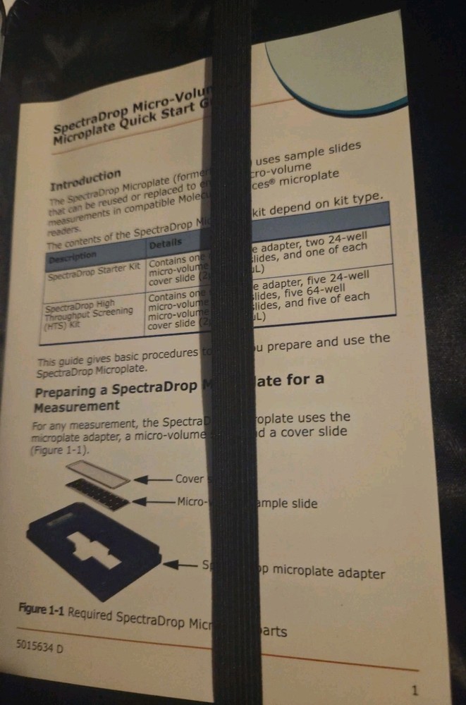 Molecular Devices SpectraDrop Starter Kit 0200-6262 Microplate Adapter & Slides