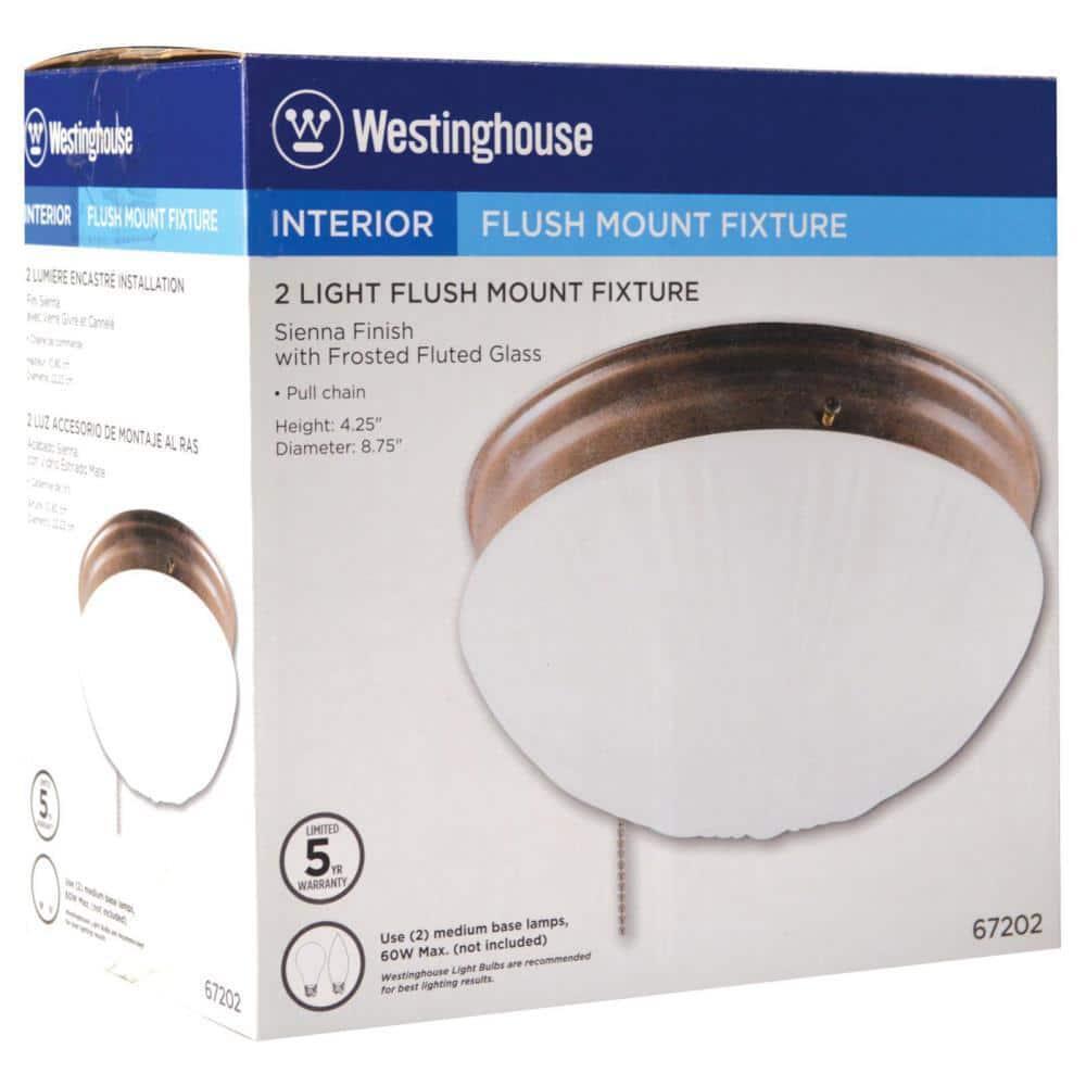 Westinghouse 2 Light Ceiling Fixture Sienna Interior Flush Mount With Pull Chain