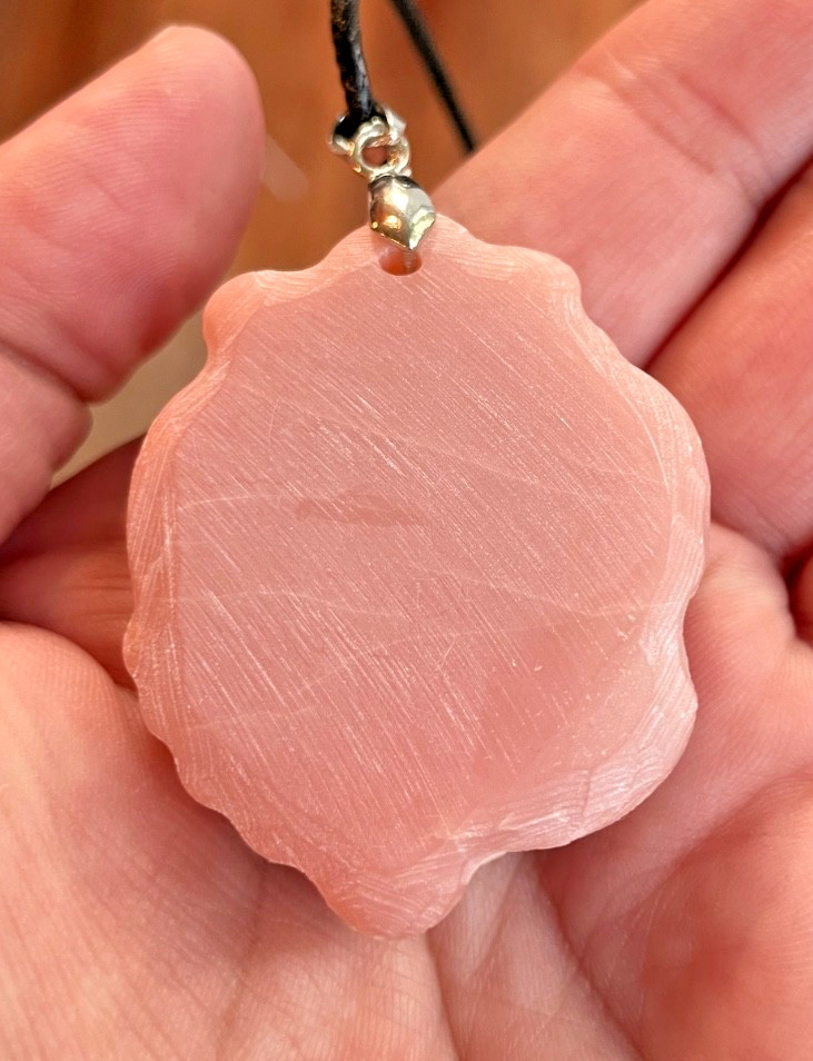 Pink opal fox pendant