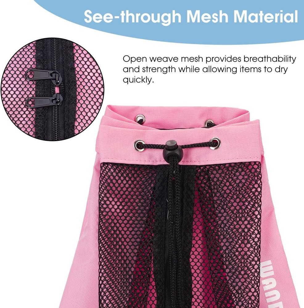 Swim Bag Mesh Drawstring Backpack Beach Backpack for Swimming Gym & Workout Gear