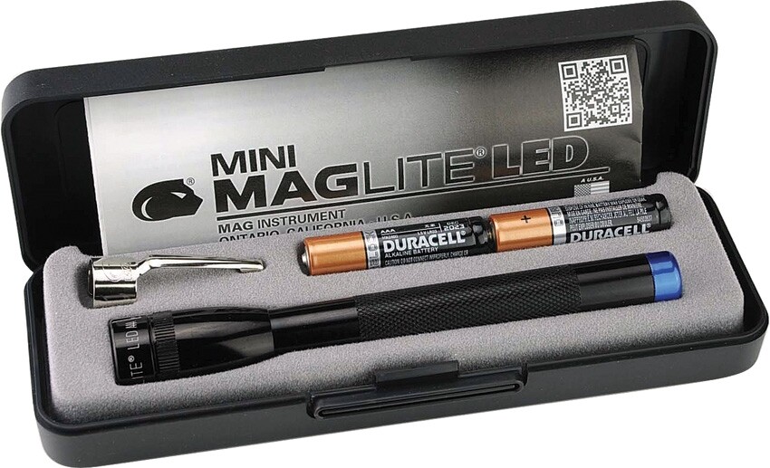 Mag-Lite Blue Mini Flashlight LED Resistant Focus Beam Candle Mode Batteries