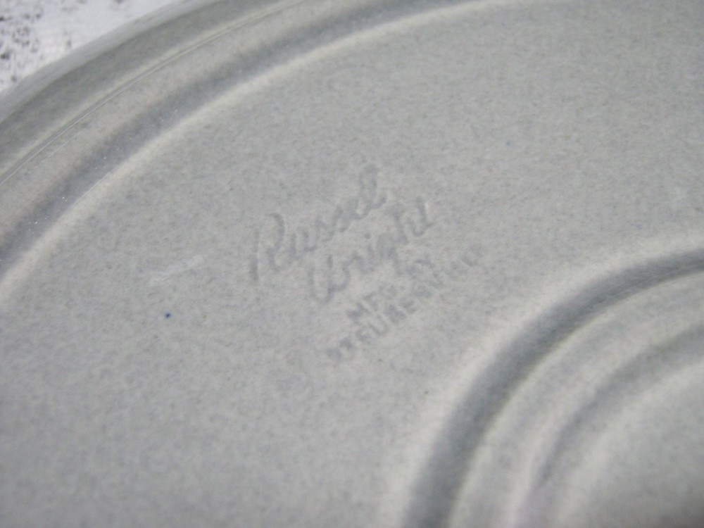 Russel Wright Mid Century Large Platter Unusual Shape Grey-White