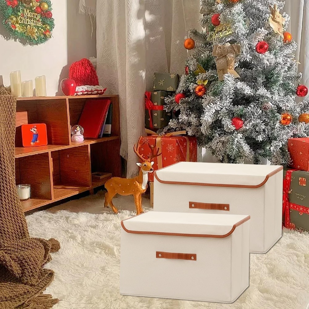 Tuza 4 Pack Large Fabric Storage Bins with Lids, Foldable Storage Boxes with ...