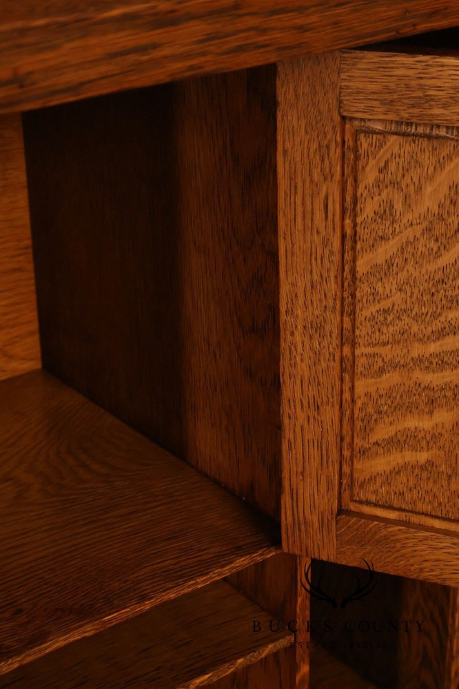 Oak Roll Top Desk With Carved 'Reading Hardware Co." Crest Panel
