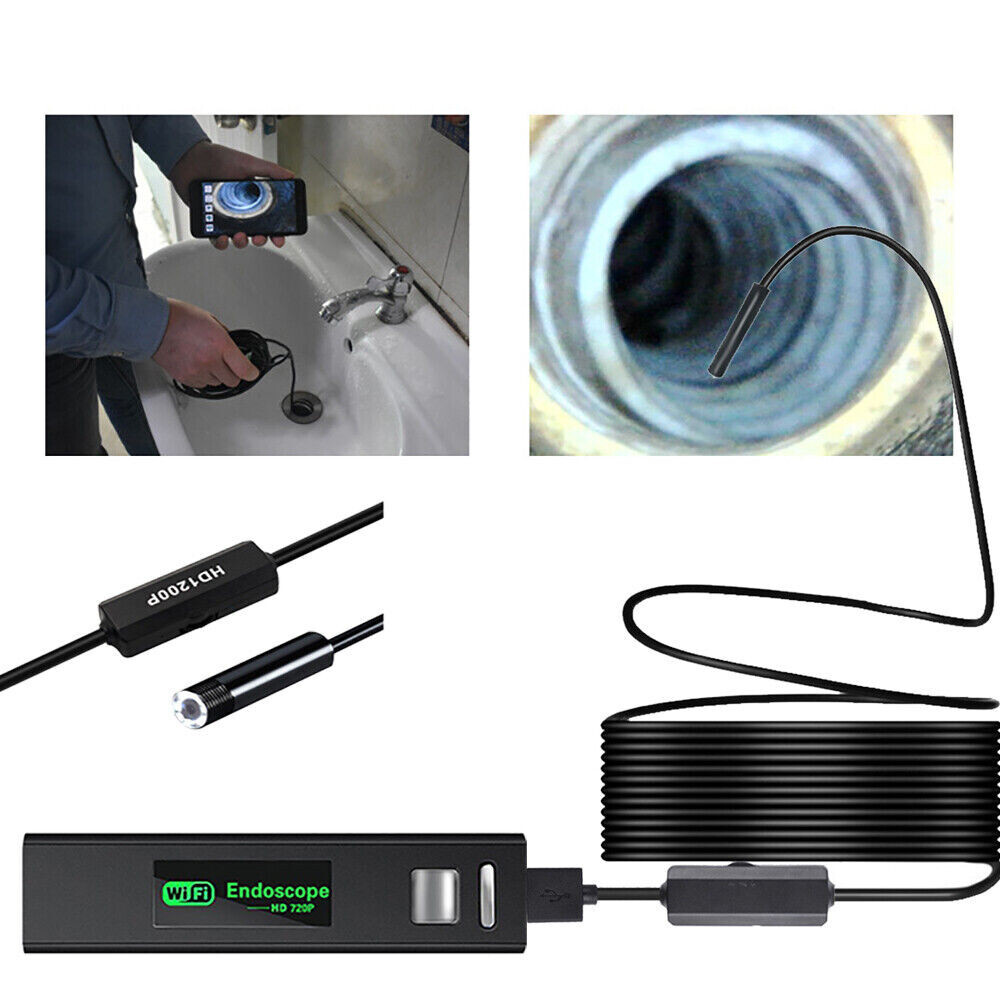 5M 8LED Wireless Endoscope WiFi Borescope Inspection Camera USB For iOS Android