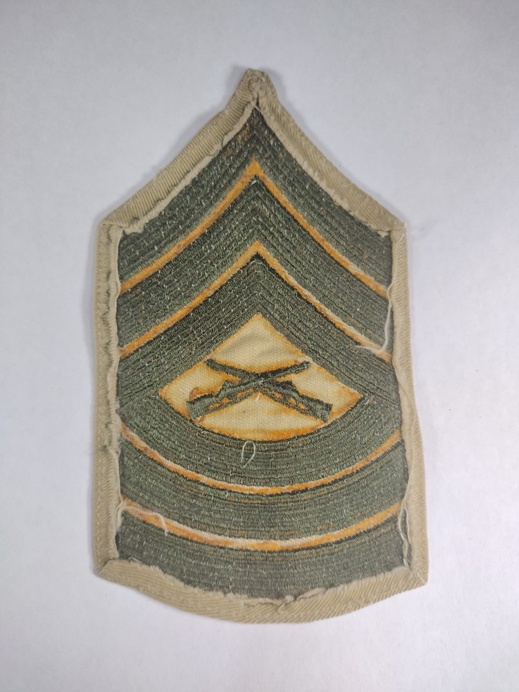 USMC Gunnery Sergeant E-7 Green on Khaki & Tan Embroidered Patch