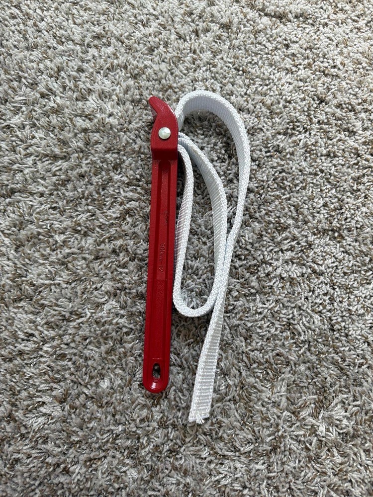 Red Strap Strap Wrench with White Nylon Strap - Durable Hand Tool