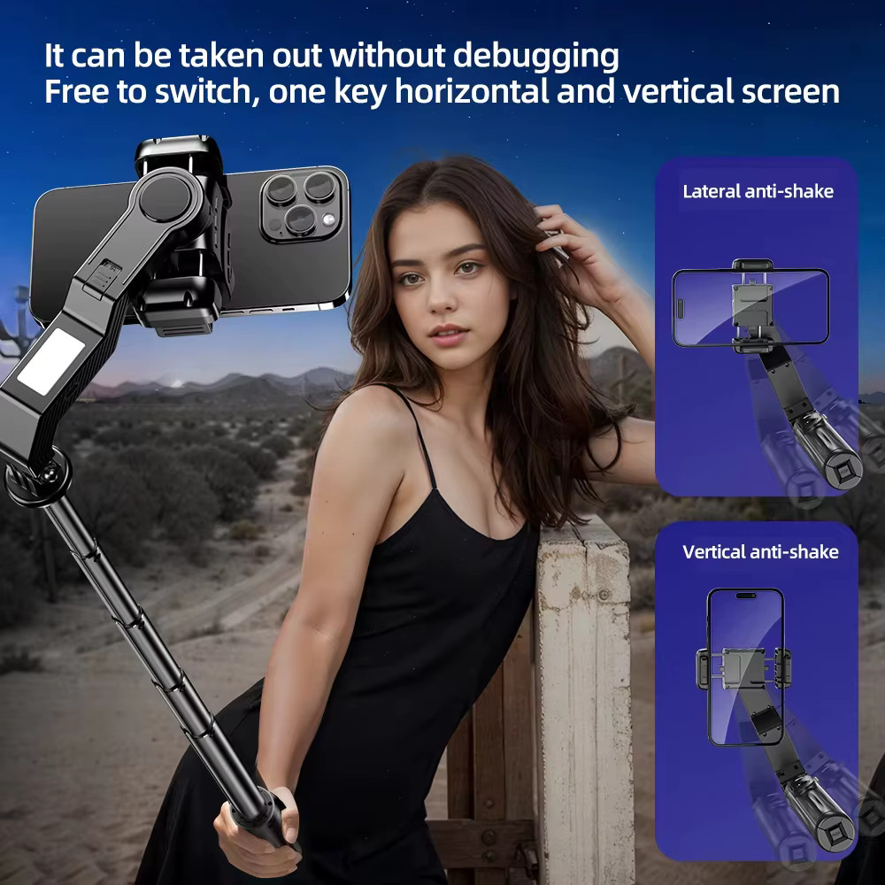 Smartphone Gimbal Selfie Stick Tripod Stabilizer for iPhone Android 5G Bluetooth