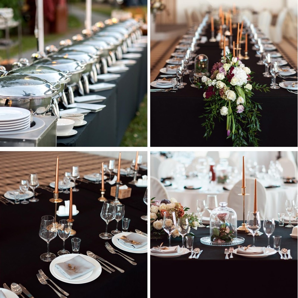 Rectangular Tablecloths 60x84 Inch 1 Pack Black Polyester Table Cloths for Di...