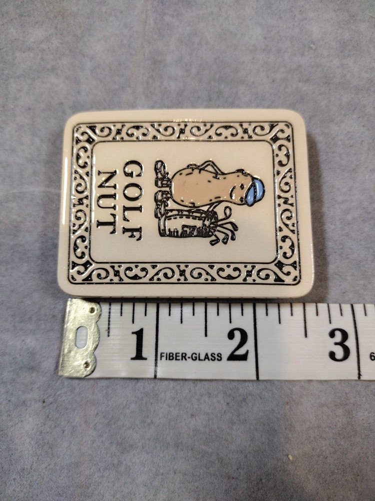 Trinity Pottery, "Golf Nut" Peanut, Magnet, Funny, Ceramic, Golf Lover.