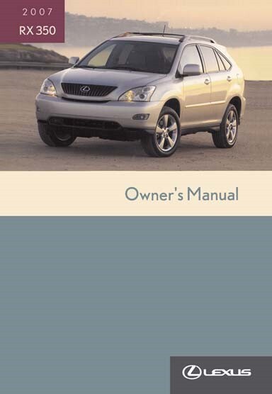 2007 Lexus RX 350 Owner's Manual
