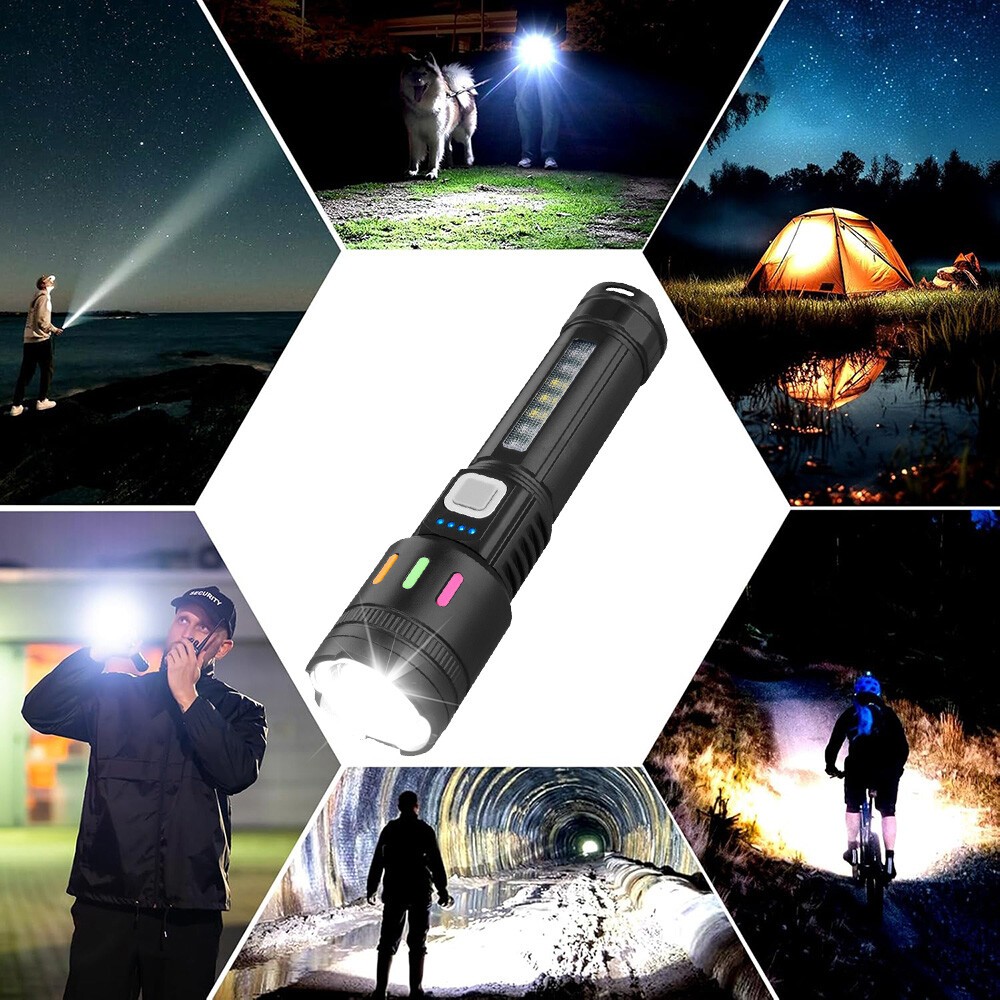 350000000 Lumen Super Bright LED Tactical Flashlight Rechargeable LED Work Light