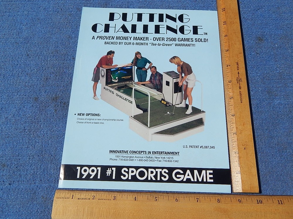 1991 I.C.E. PUTTING CHALLENGE arcade game advertising flyer