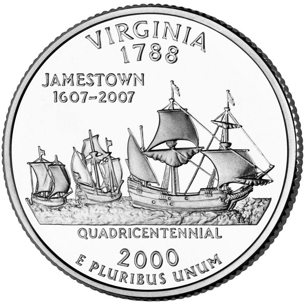 2000 D Virginia State Quarter.  Uncirculated From US Mint roll.