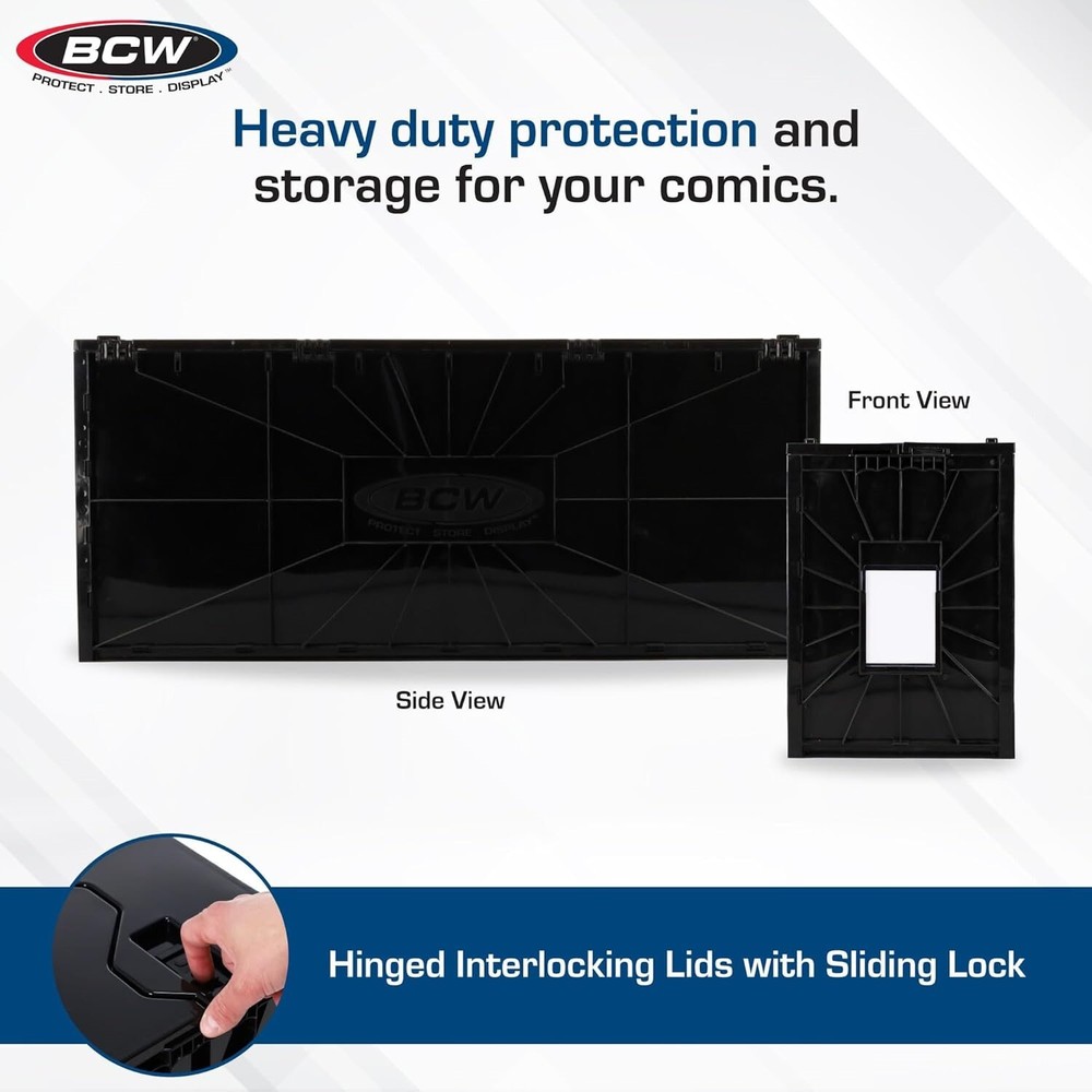 2 BCW LONG Comic Book Storage Bin Heavy Duty Plastic Box Stackable Hold 300 Bags