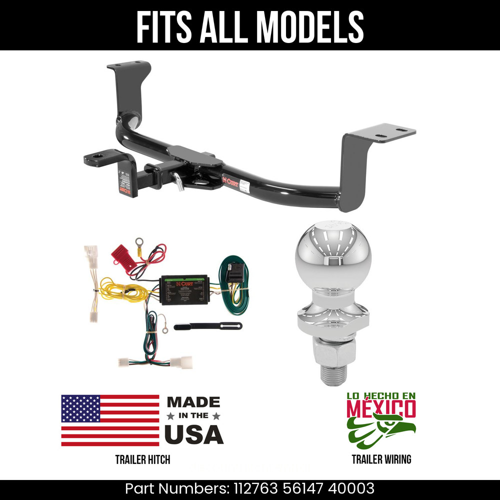 For 10-11 Toyota Prius Trailer Hitch 4 Pin Wiring 2" Ball Fits All Curt 2K 1.25"