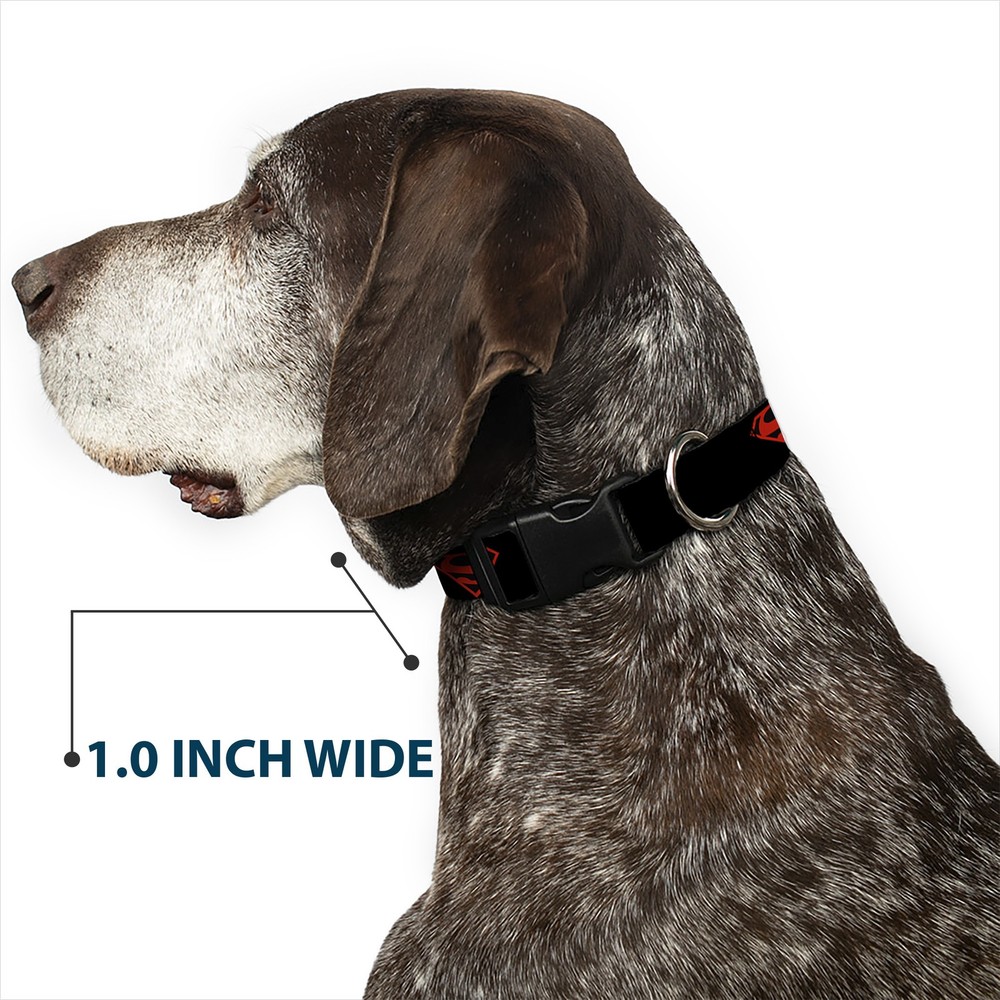 Plastic Clip Collar Superboy Shield Black/Red Medium 11-16.5"