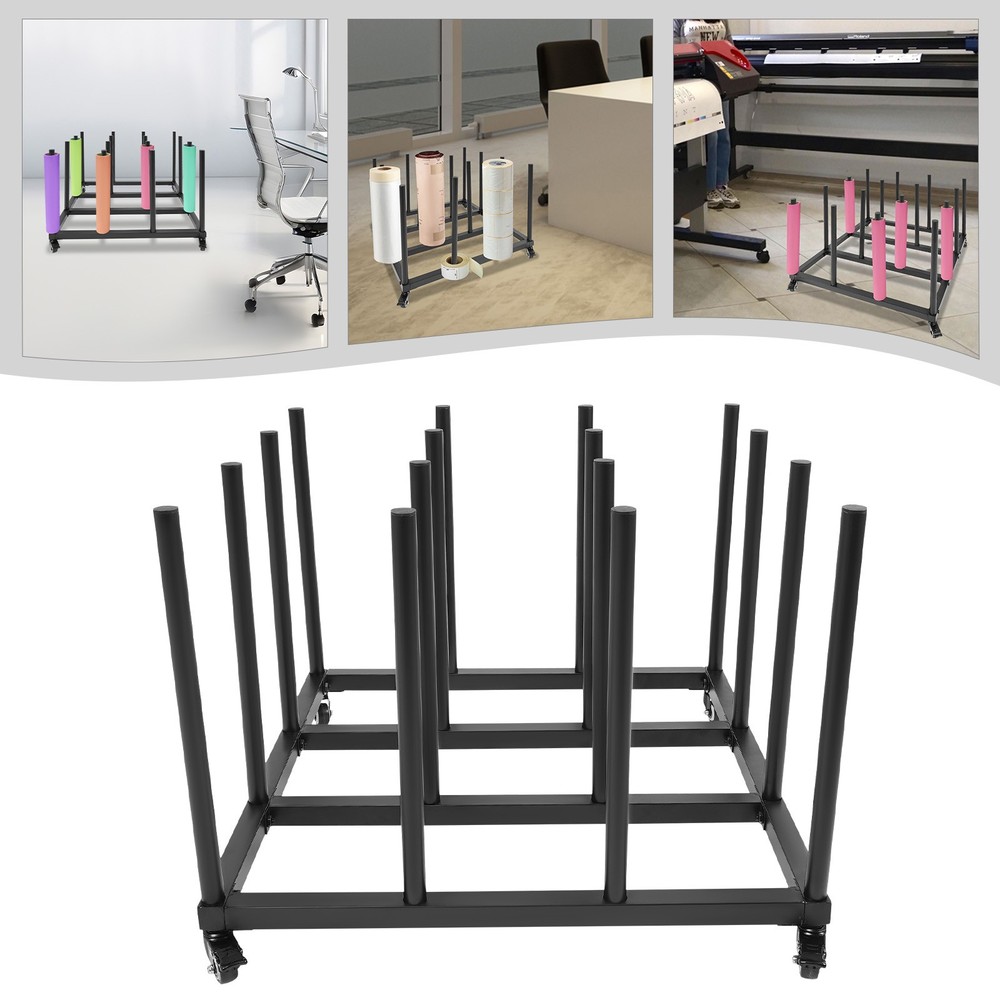 Mobile File Roll Organizer with 16 Rods for Efficient Storage