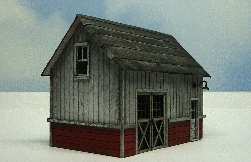 HO scale built wood model Yard Shed