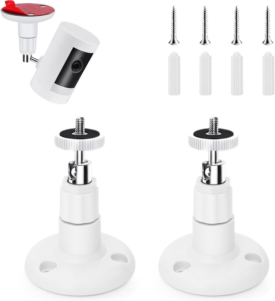2-Pack Ring Camera Mounts with 360° Adjustability & No-Drill Installation