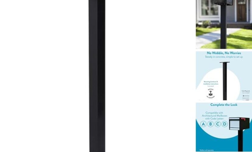 Brighton Aluminum Mailbox Post, Compatibility Code A, B, C, D, BP000BAM, Black