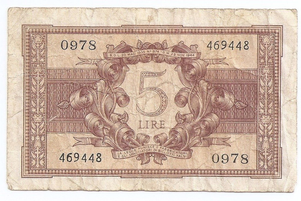 ITALY 5 lire 1944