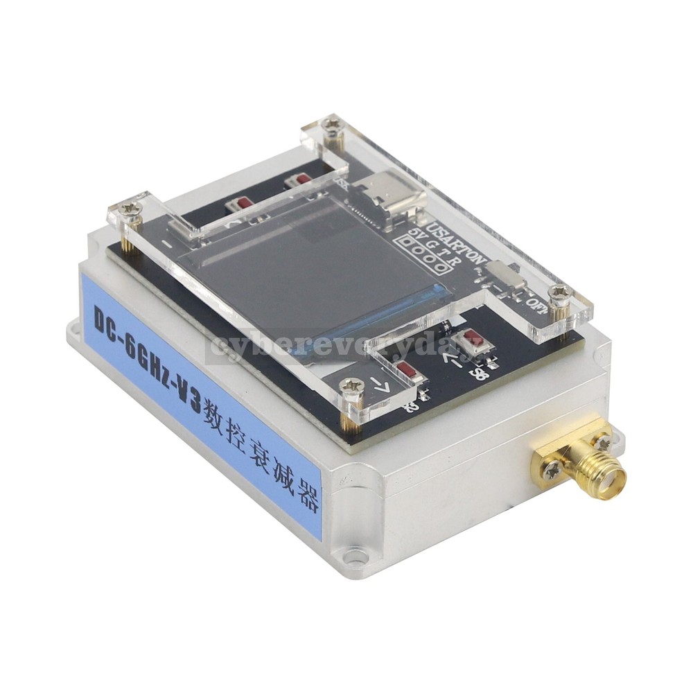 DC-6GHZ 90DB Programmable Attenuator Module RF Step 0.25DB 1.3" OLED DisplayCNC