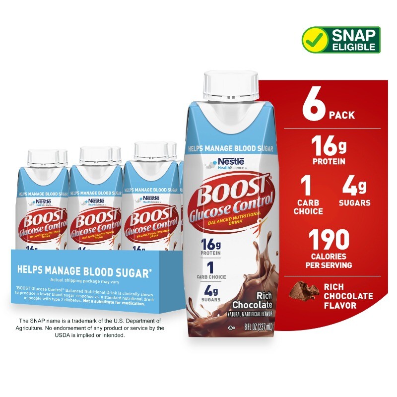 BOOST Glucose Control Nutritional Drink, Rich Chocolate, 16 g Protein