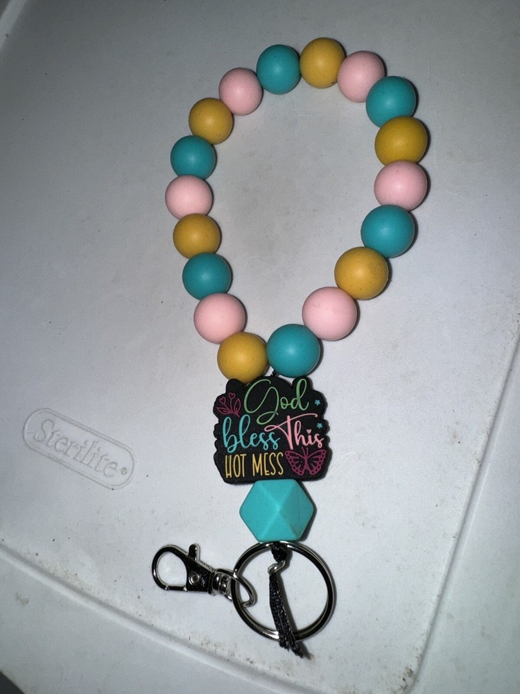 silicone bead keychain wristlet