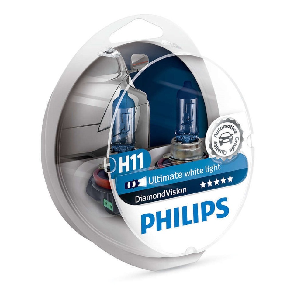 Philips Diamond White 5000K H11 55W Two Bulbs Head Light Low Beam Replacement OE