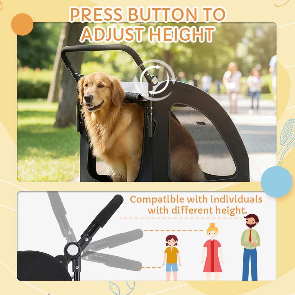 Danrelax Large Pet Stroller for Large/Medium Dogs, 77 lb Capacity