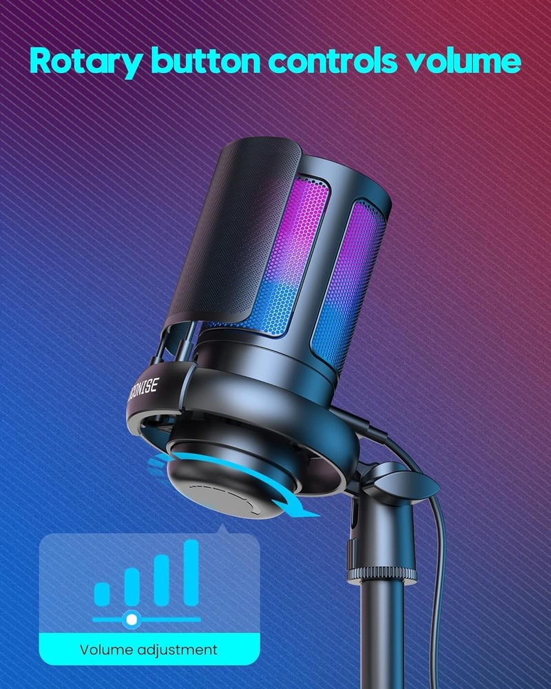 Professional USB Microphone: Gradient RGB Lighting & Cardioid Sound Capture