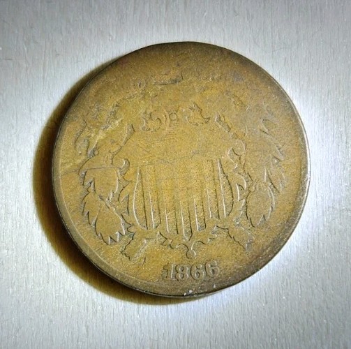 1866 2 Cent Piece US 2 Cent Coin Smooth