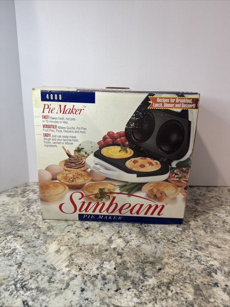 Vintage Sunbeam Pie Maker Model 4808 Two Pie Mini White MCM 1993