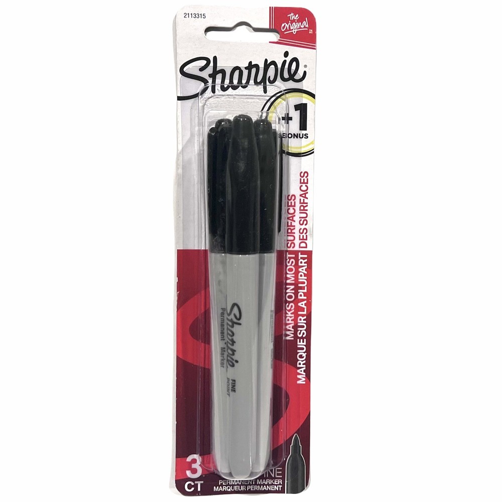 Sharpie The Original Fine Permanent Marker 2+1 Ct., Black
