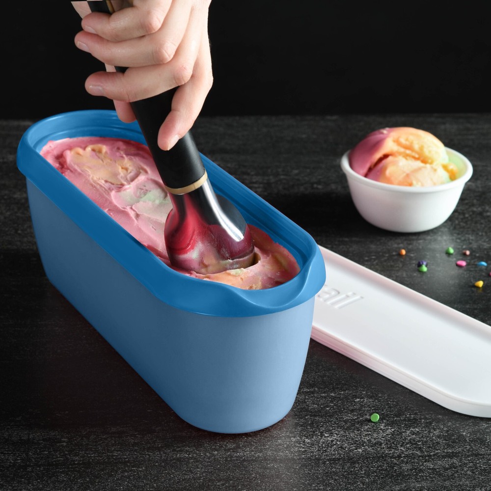 ICE CREAM STORAGE CONTAINER, BPA FREE, 1.5 QUART, DISHWASHER SAFE STACKABLE BLUE