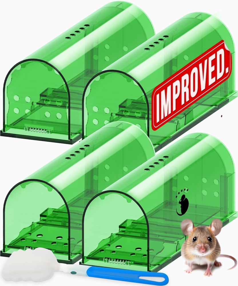 Humane Mouse Traps No Kill Live Catch and Release 4 Pack - Reusable, Easy to ...