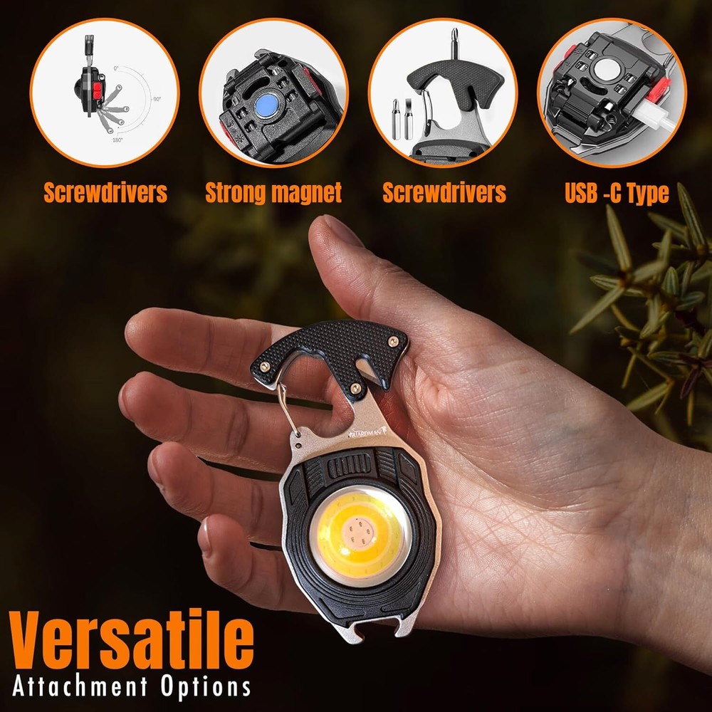 Survival Tool Fire Starter Emergency Light Carabiner Flashlight Multi Tool