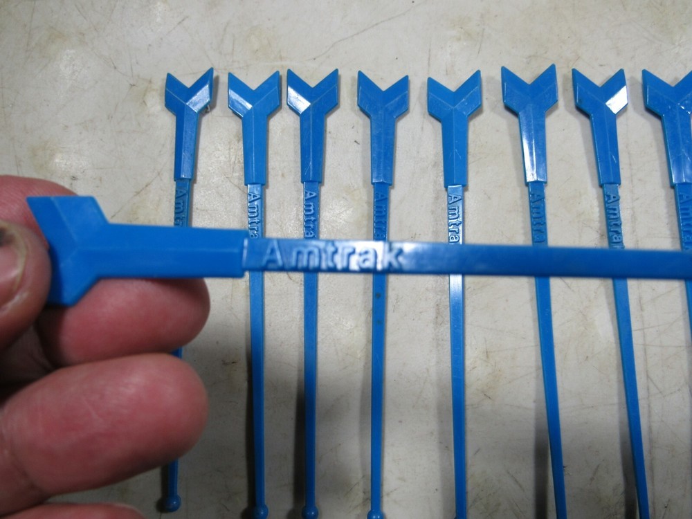 9 Vintage Amtrak Train Plastic Drink Stir Swizzle Sticks