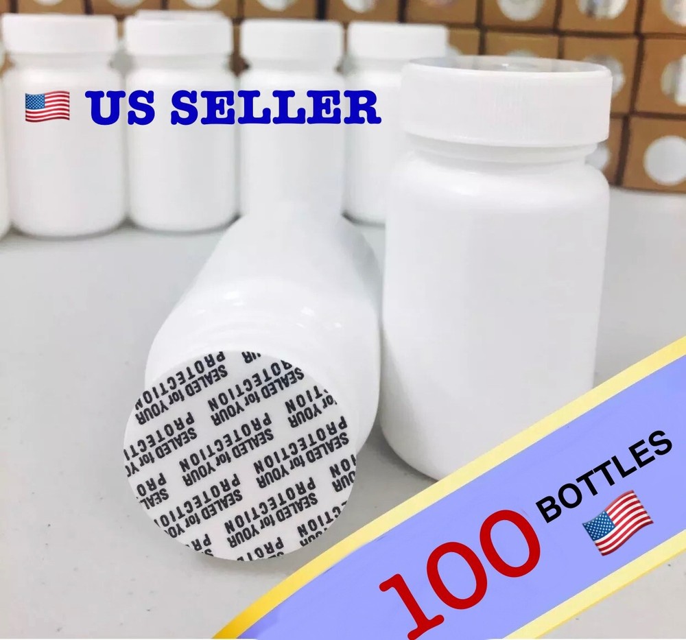 WHOLESALE 100 Empty White Pill Bottle Tablet Capsule Container/Jar - 60ml/cc