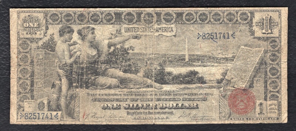FR. 224 1896 $1 ONE DOLLAR “EDUCATIONAL” SILVER CERTIFICATE CURRENCY NOTE